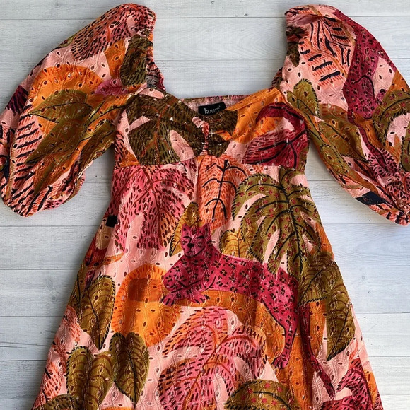 Kourt Robbie Dress Multi Palm Print L - Picture 4 of 16